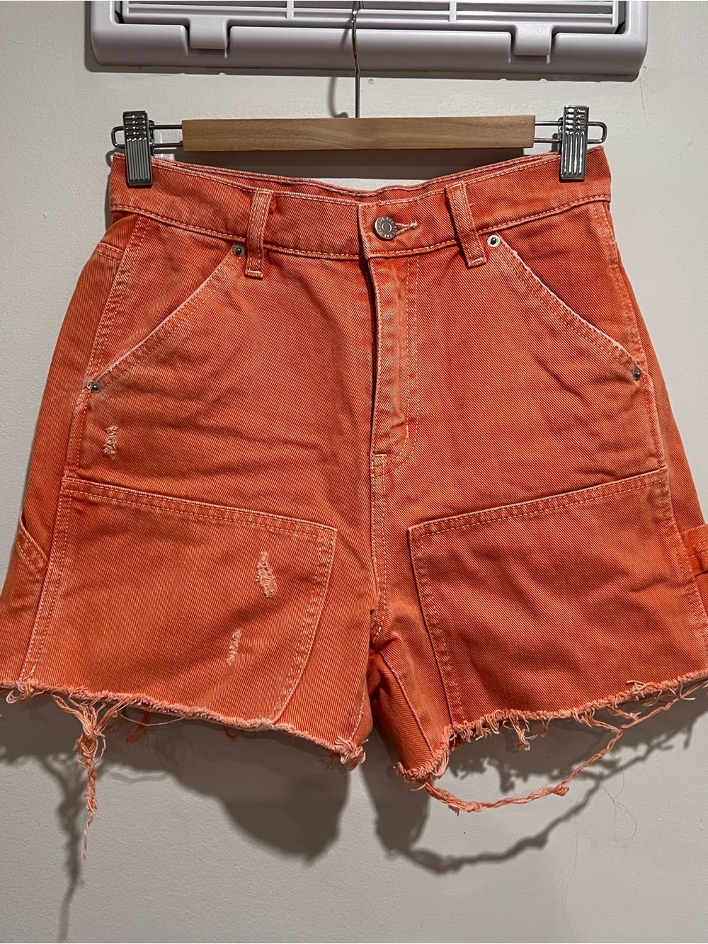 Urban Outfitters BDG High-Rise Distressed Orange Denim Shorts